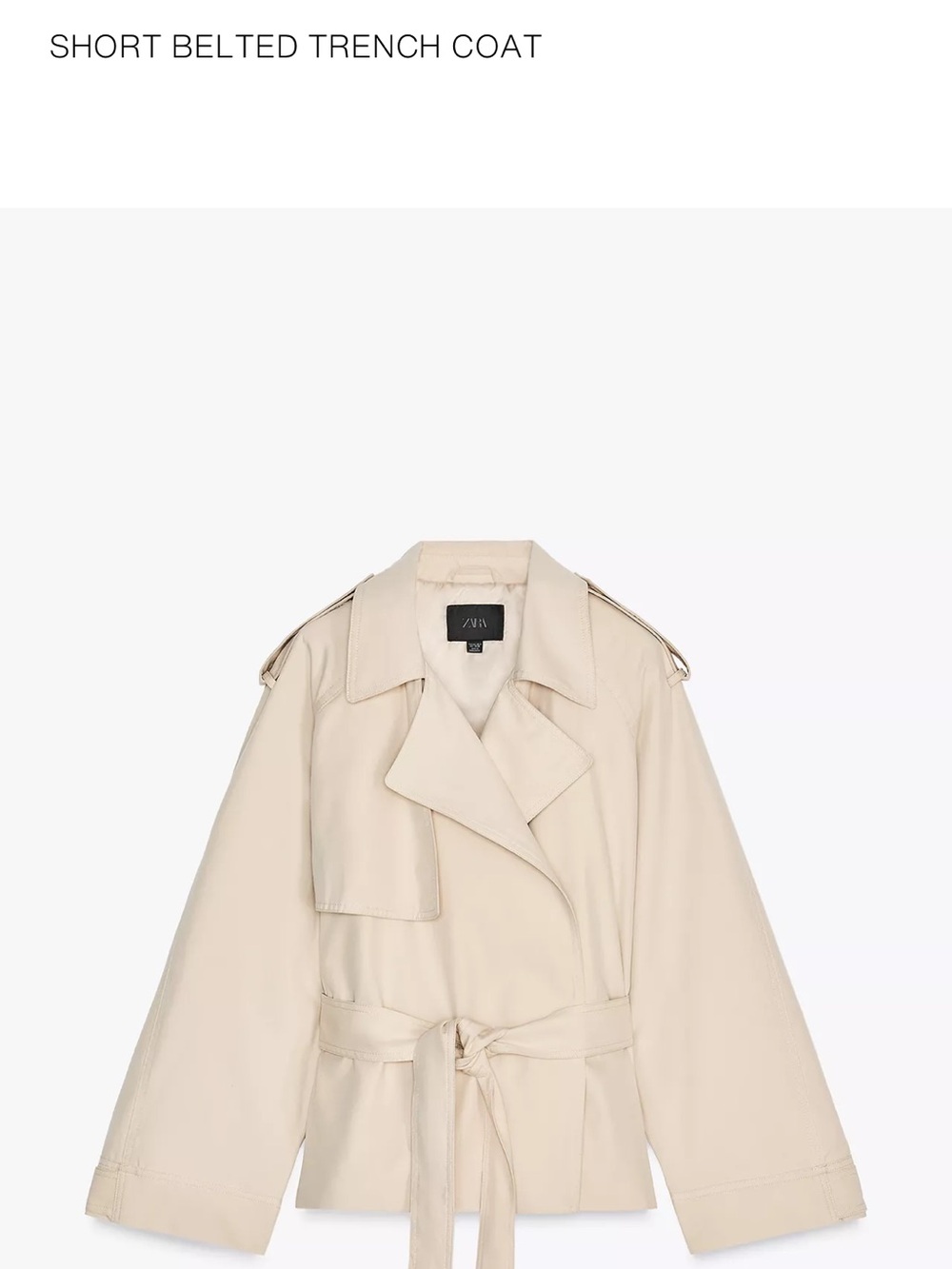 Zara short belted trench coat  size XS-S